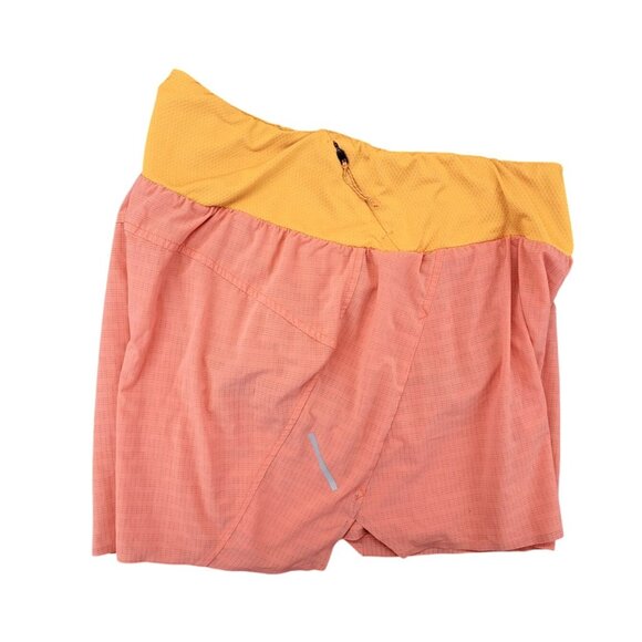 Hoka Glide Running Shorts 4" Orange Women Medium Zip Pocket Built In Liner - Picture 5 of 10
